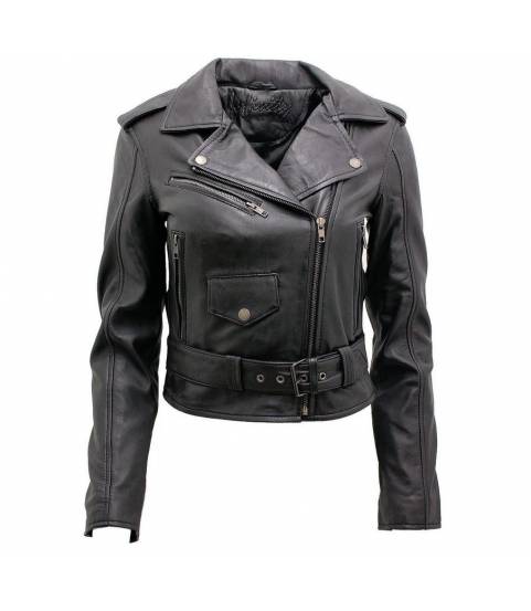 Chaqueta piel Napa hombre vintage estilo motero Negra Biker Black 921  INFINITY