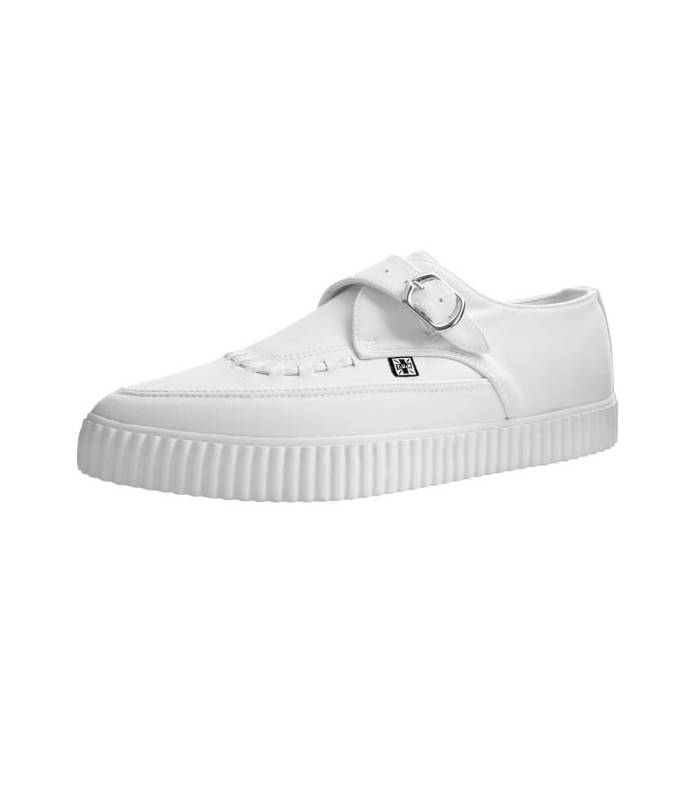 escolta Tan rápido como un flash insecto Zapatos blancos TUK Shoes White Monk Buckle Pointed Creeper Sneaker A9281 |  Caramba Shop