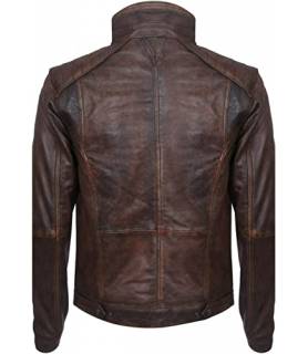 Chaqueta piel Napa hombre vintage estilo motero parches JLI Moda Tan  Infinity